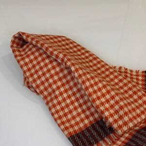 Vintage Orange and Cream Houndstooth Scarf